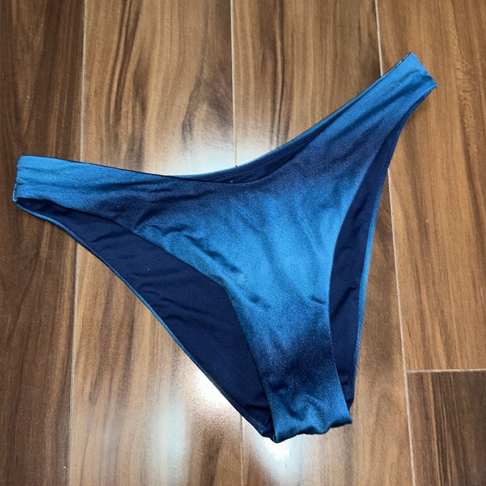 medium Victoria’s Secret Brazilian bikini swim bottoms tie dye teal blue